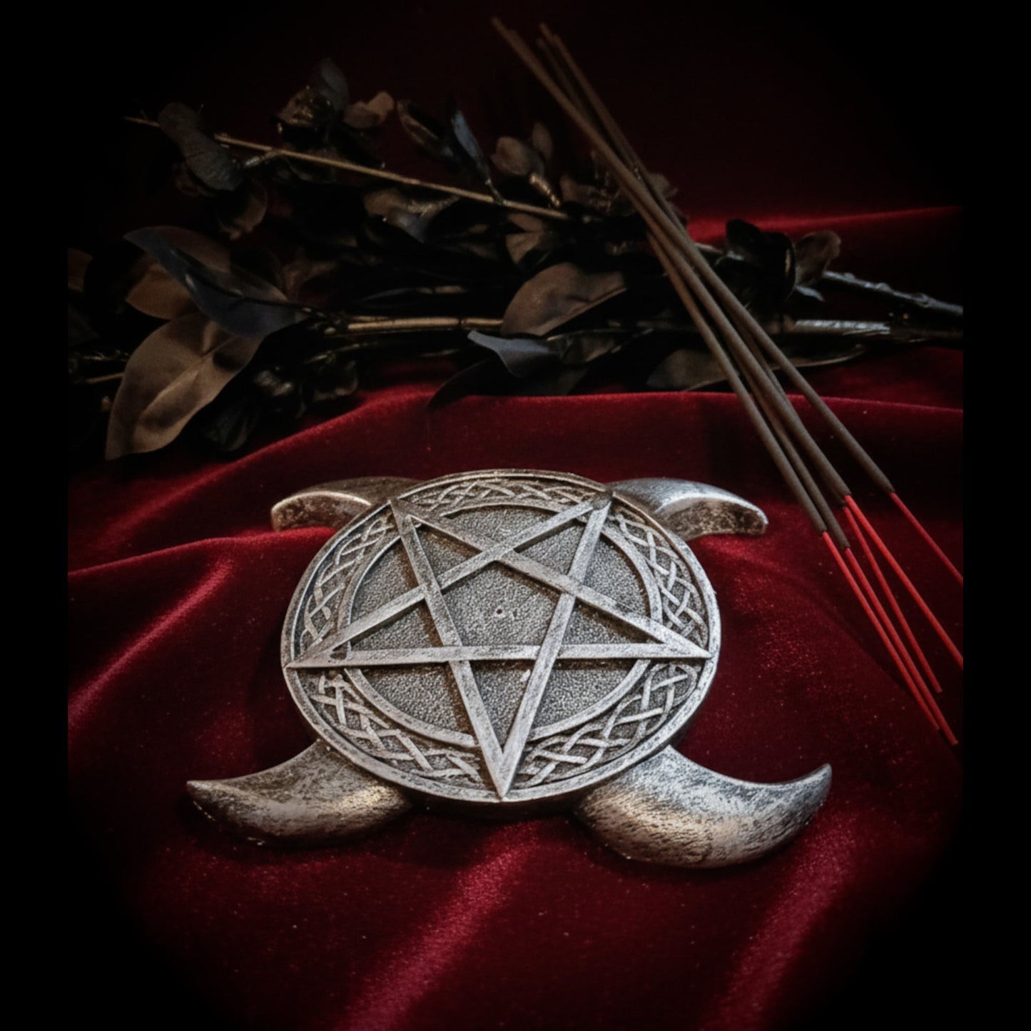 Triple Moon Pentagram Incense Burner