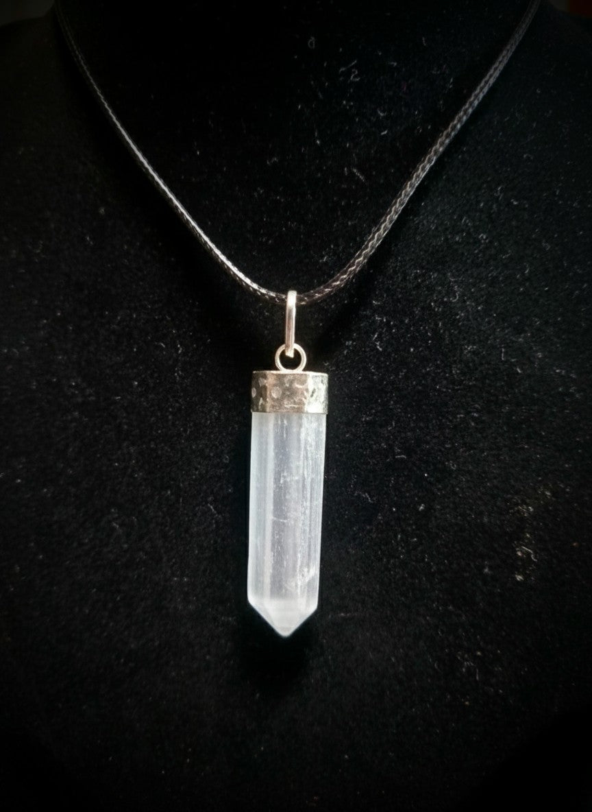Selenite Faceted Pendant