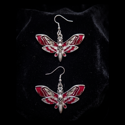 Blood Death's Head Moth Earrings