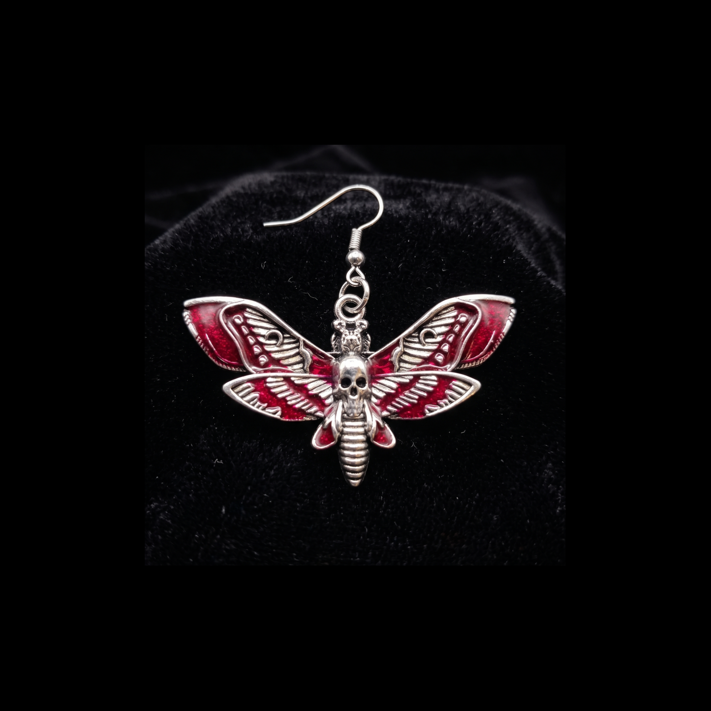 Blood Death's Head Moth Earrings