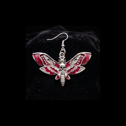 Blood Death's Head Moth Earrings