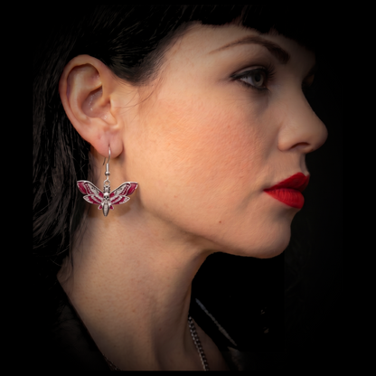 Blood Death's Head Moth Earrings