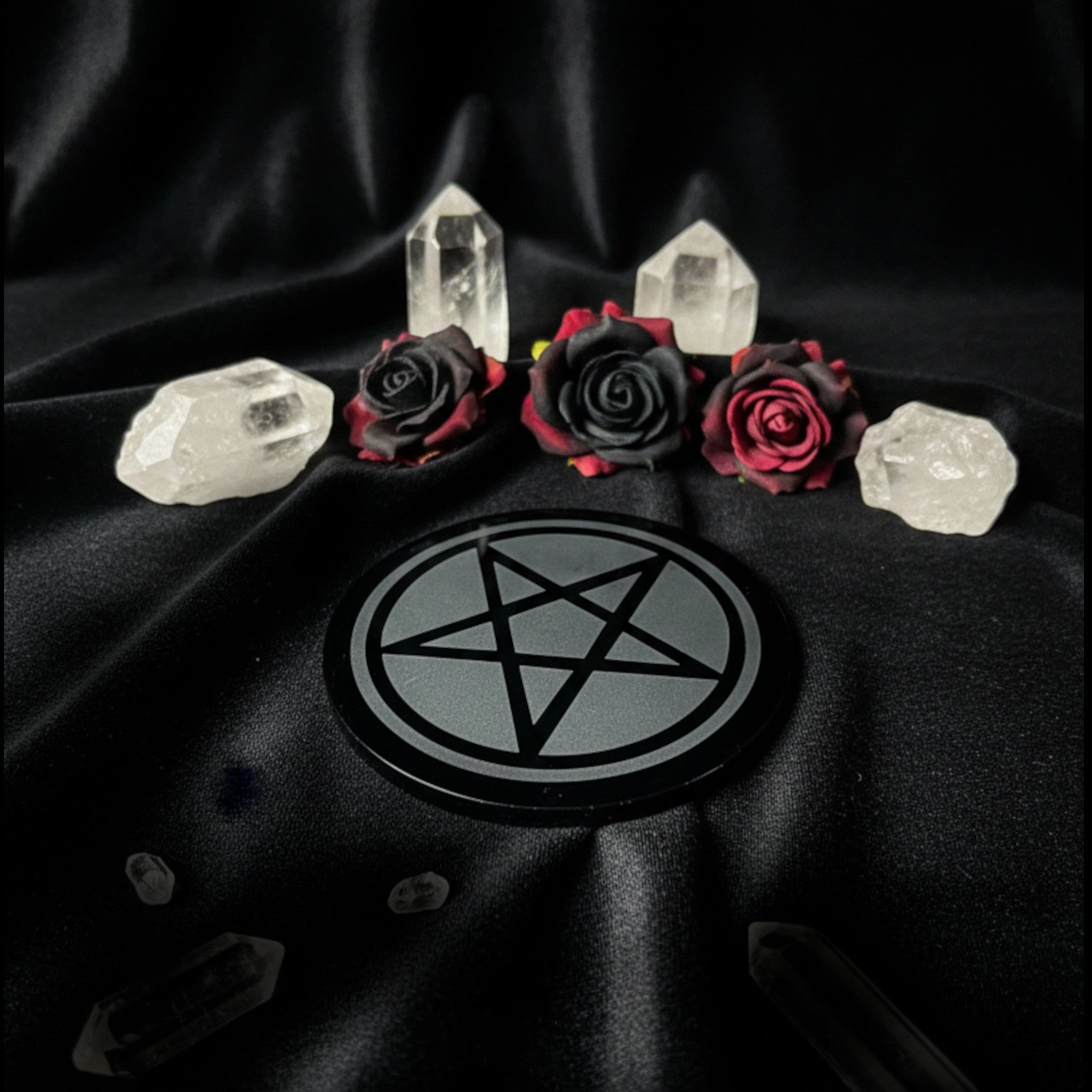 Obsidian Pentagram Altar Tile