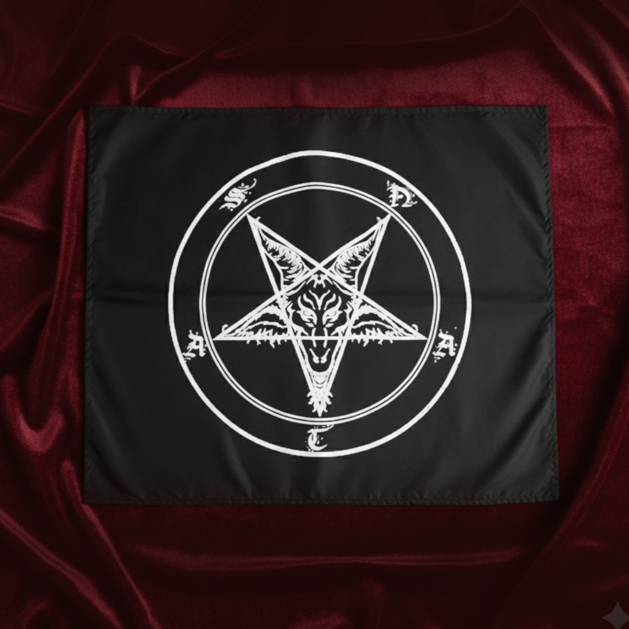 White on Black Satan Tapestry