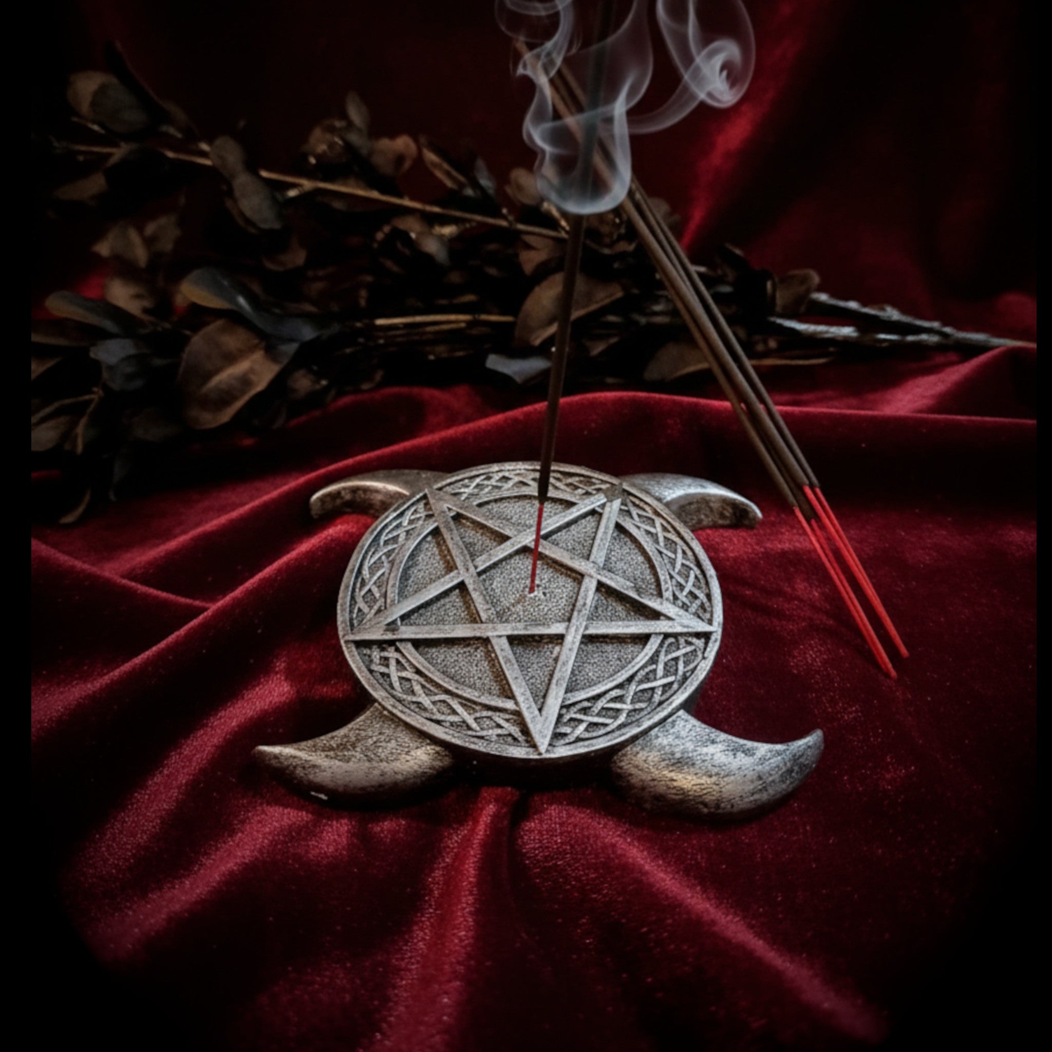 Triple Moon Pentagram Incense Burner