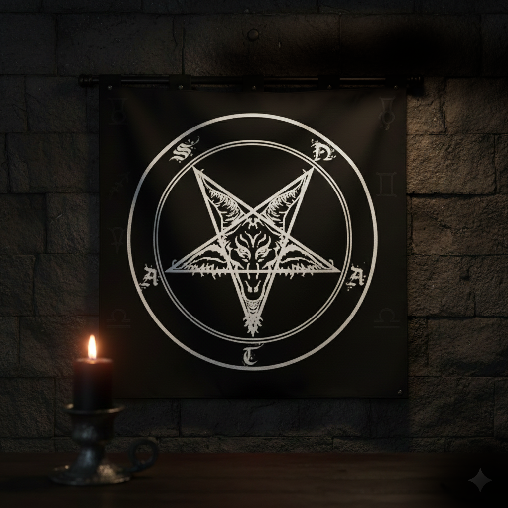 Black and White Satan Altar Cloth