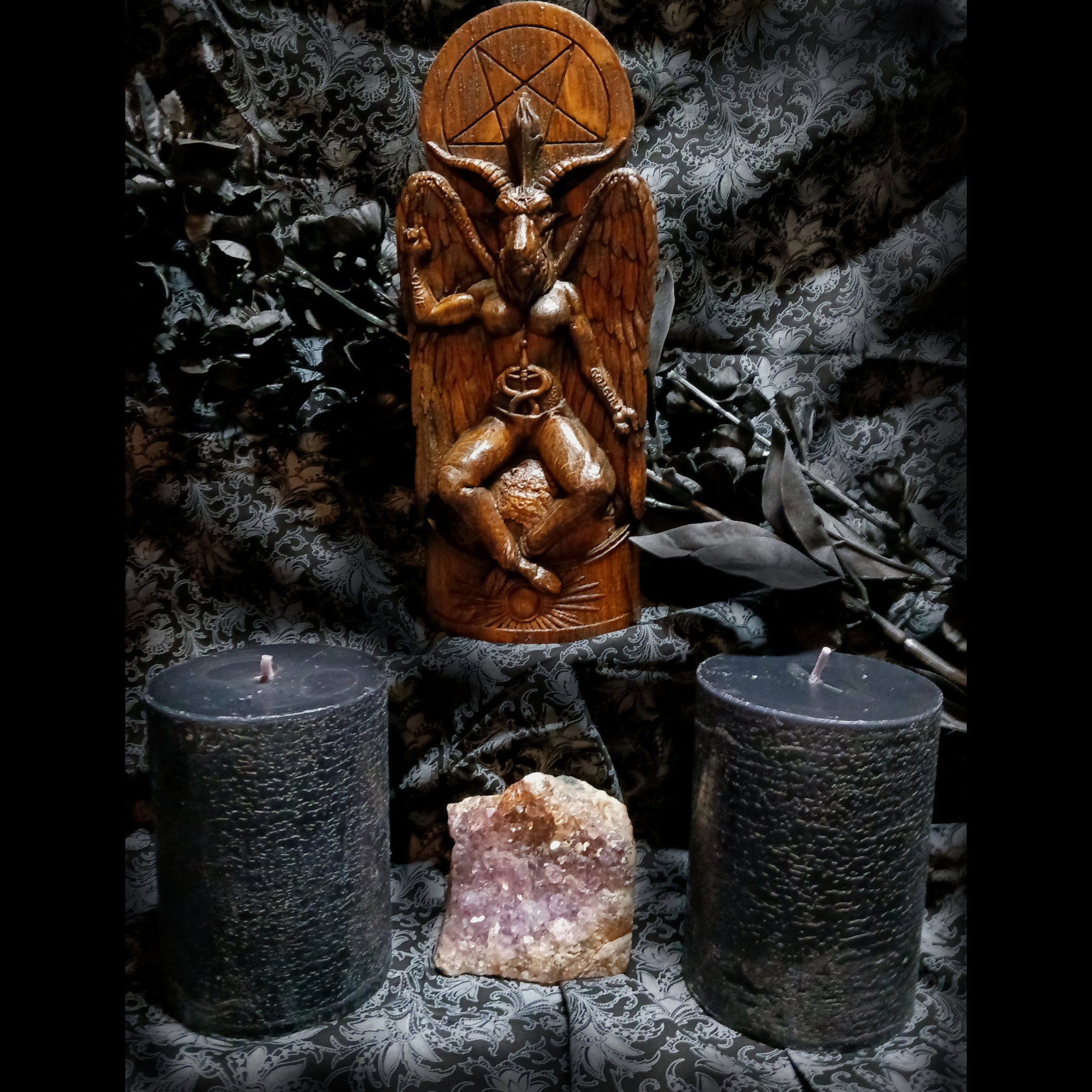 Carved Wood Baphomet