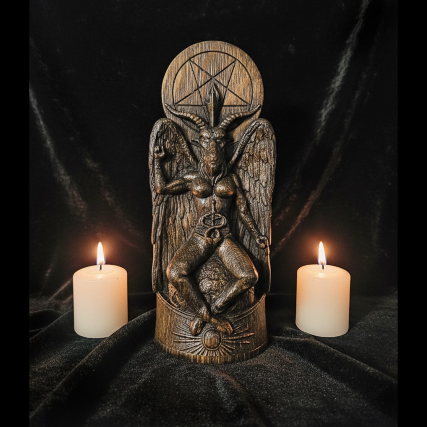 Carved Wood Baphomet