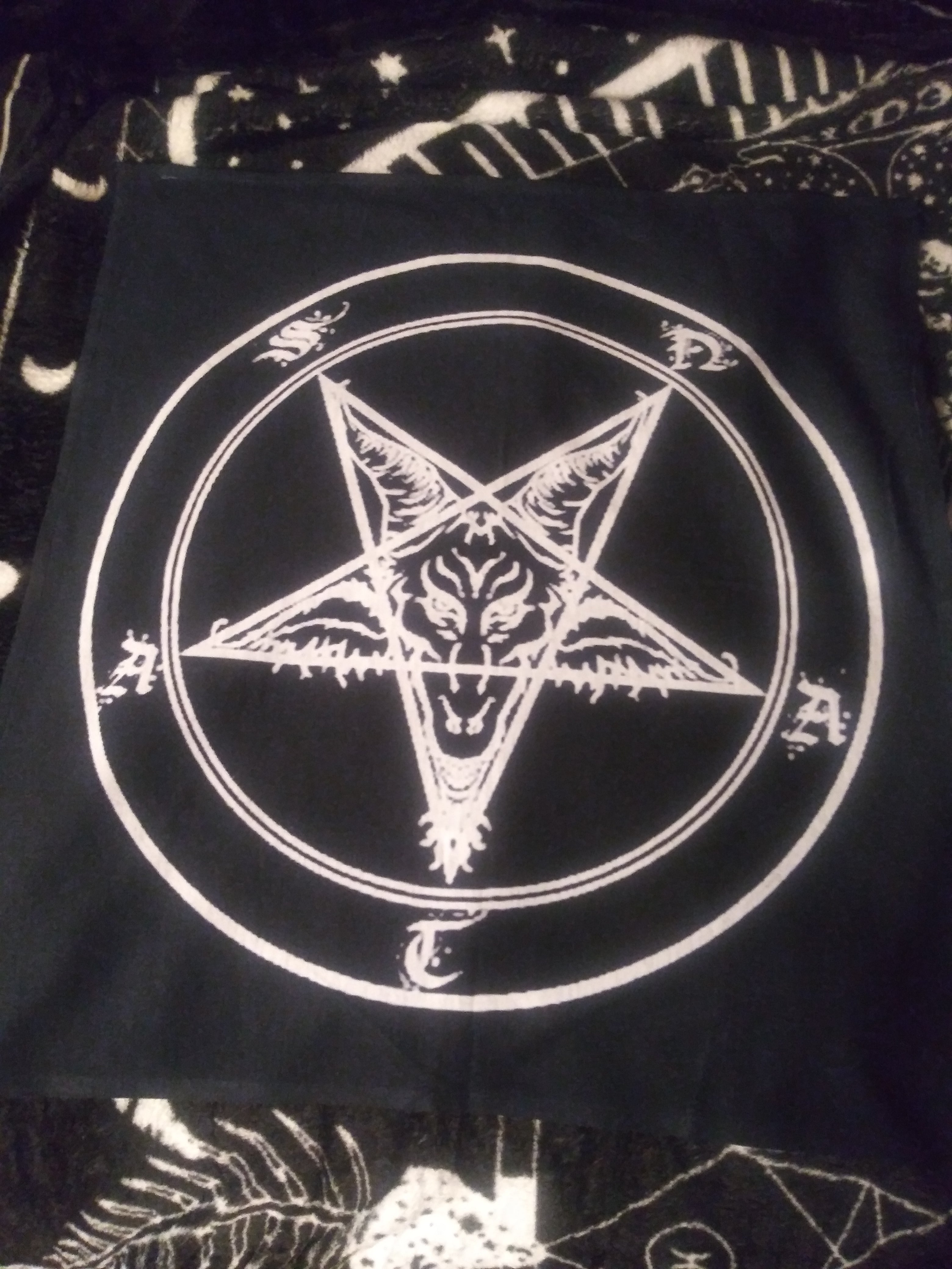 Black and White Satan Altar Cloth